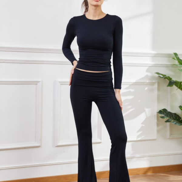 Fold-over Flare Pant- AYRISTA black